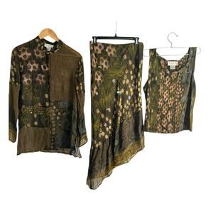 VTG French Designer René Derhy Large Polka Dot Paisley Sequined Beaded 3 Set